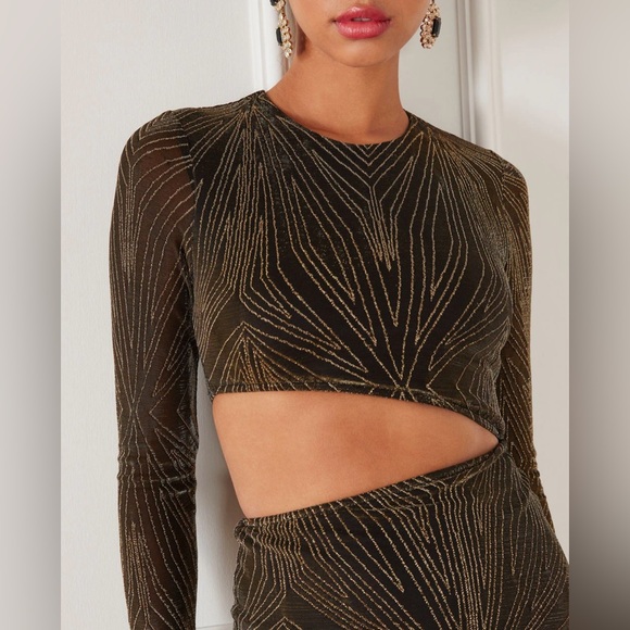 Vici Collection - The Iman Metallic Knit Cutout Long Sleeve Dress - Picture 5 of 5